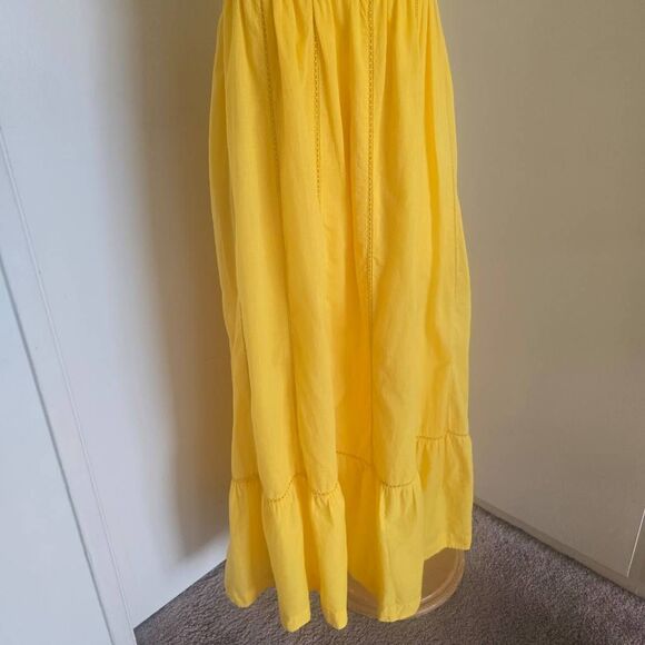 Anthropologie Maeve Yellow Pintuck Button Front Smocked Back Maxi Dress , EUC, S - Picture 6 of 16